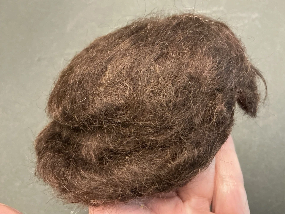 ¿Mohair antiguo vintage? Peluca para muñeca morena de moda bisque alemana/francesa Foto 3 de 4