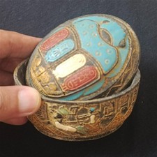 Scarab Egyptian Box Hand-painted Antique Style Pharaonic Decor Trinket Box