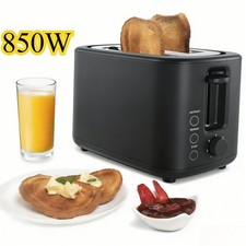 Black Toaster- 2 Slice-Variable Browning -Defrost -Reheat - Extra Wide Slot 850W