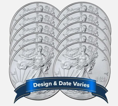 Lot of 10 - $1 American Silver Eagle 1 oz Random Year BU....