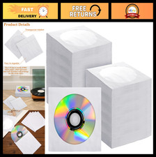 1000PCS White Paper CD/DVD Sleeves with Window Cut, Flap Envelopes, 80g Quality
