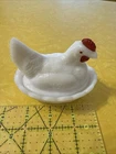 Vintage Westmoreland White Milk Glass Hen On Nest Dish Measures 3 1/2" long