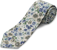 Cotton Floral Ties for Men 2.76" Men's Skinny Tie Linen Flower Printed Neck Tie