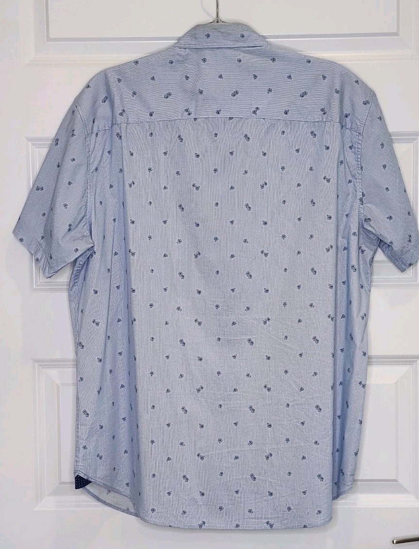 CONSTRUCT Men's Button Down Blue Slim Fit Floral … - image 3