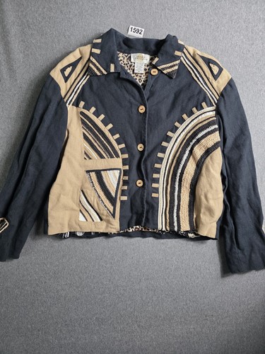 Vintage Sandy Starkman Medium Embroidered Jacket Art To Wear. Boho Eclectic