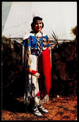 1965 Native American Indian Maiden Regalia Scenic Art Berkeley CA Postcard