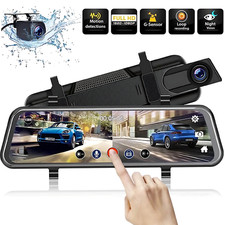 10" 1080P Mirror Dash Cam,Full Touch Screen Backup Camera Front and Rear View Pa