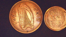 1967 Ireland Half Penny 1/2d Last Year Issued Red  Fine Cond.
