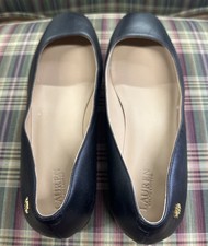 Lauren Ralph LAUREN  Black Leather slip on fl...