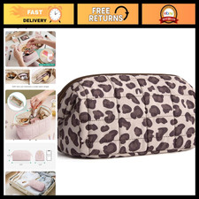 Travel Makeup Bag, Wide-Open Zipper Toiletry Pouch, Leopard Print Organizer