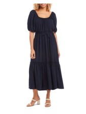 KAREN KANE Womens Black Self-tie Belt Cap Sleeve Midi Fit + Flare Dress M