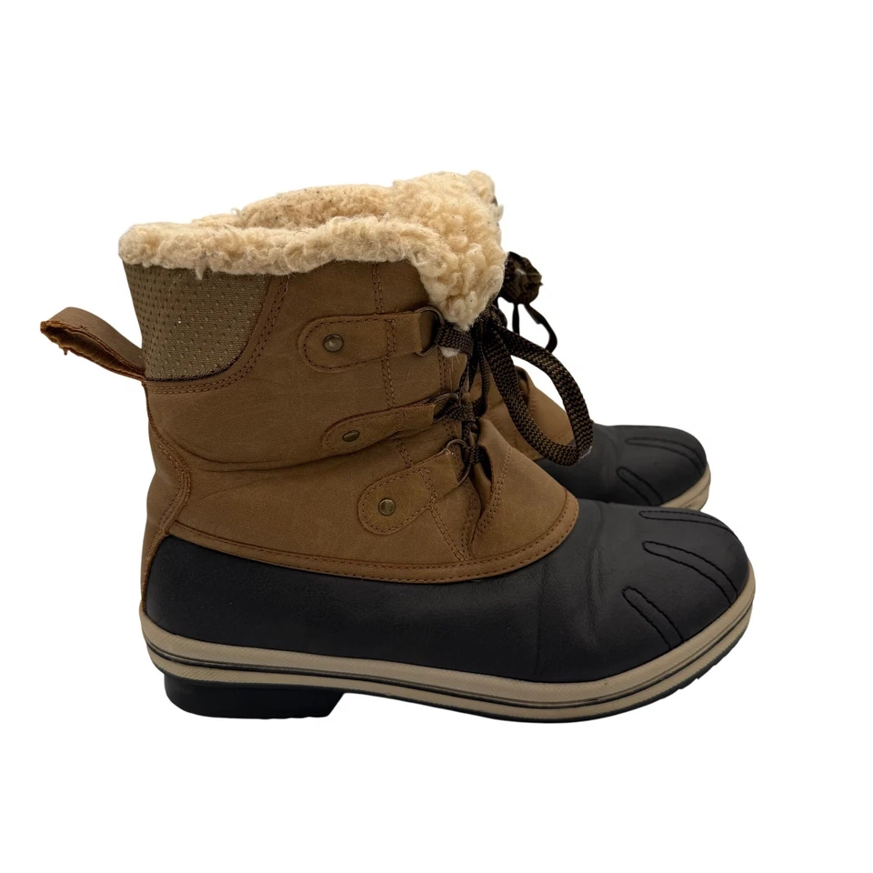 Botas impermeables de invierno Dawgs Duck para mujer tostadas negras forradas de lana con cordones talla 9 Foto 3 de 4