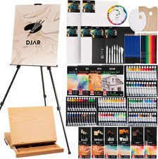 174Pcs All-In-One Art Painting Set with Tabletop Easel  Tripod, Acrylic, Waterc
