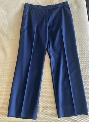 Women's Brioni Dress Pants, Made in Italy, US 12, Blue Wool Sateen