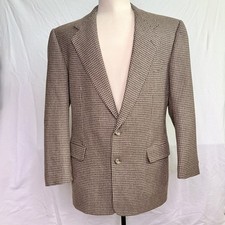 Sidonio's Vintage Brown Houndstooth Tweed Blazer Jacket 42R Warren K Cook