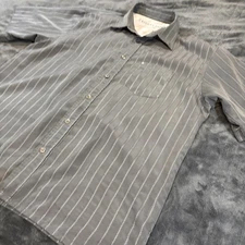 C.Eighty Eight Men’s XL Button Up Shirt Gray White Vertical Stripe Casual Y2K