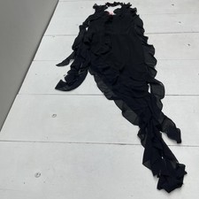 PrettyLittleThing Dress Womens 2 Black Chiffon Ruffle Halter Maxi Plunge Party