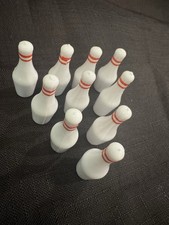 Mini Desktop Bowling Set Glass Ball 10 Pins Tabletop Game Novelty Office Toy