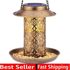 Solar Bird Feeder for Outdoors Hanging, Metal Wild Bird Feeder for Cardinals ...