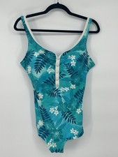 Maxine of Hollywood Women's Vintage Swimsuit Blue/Green Floral Size 16 Tall Nice