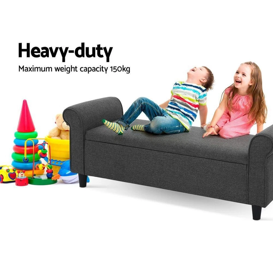 Artiss Storage Ottoman Blanket Box 126cm Linen Fabric Arm Foot Stool Couch Large - image 3 of 4