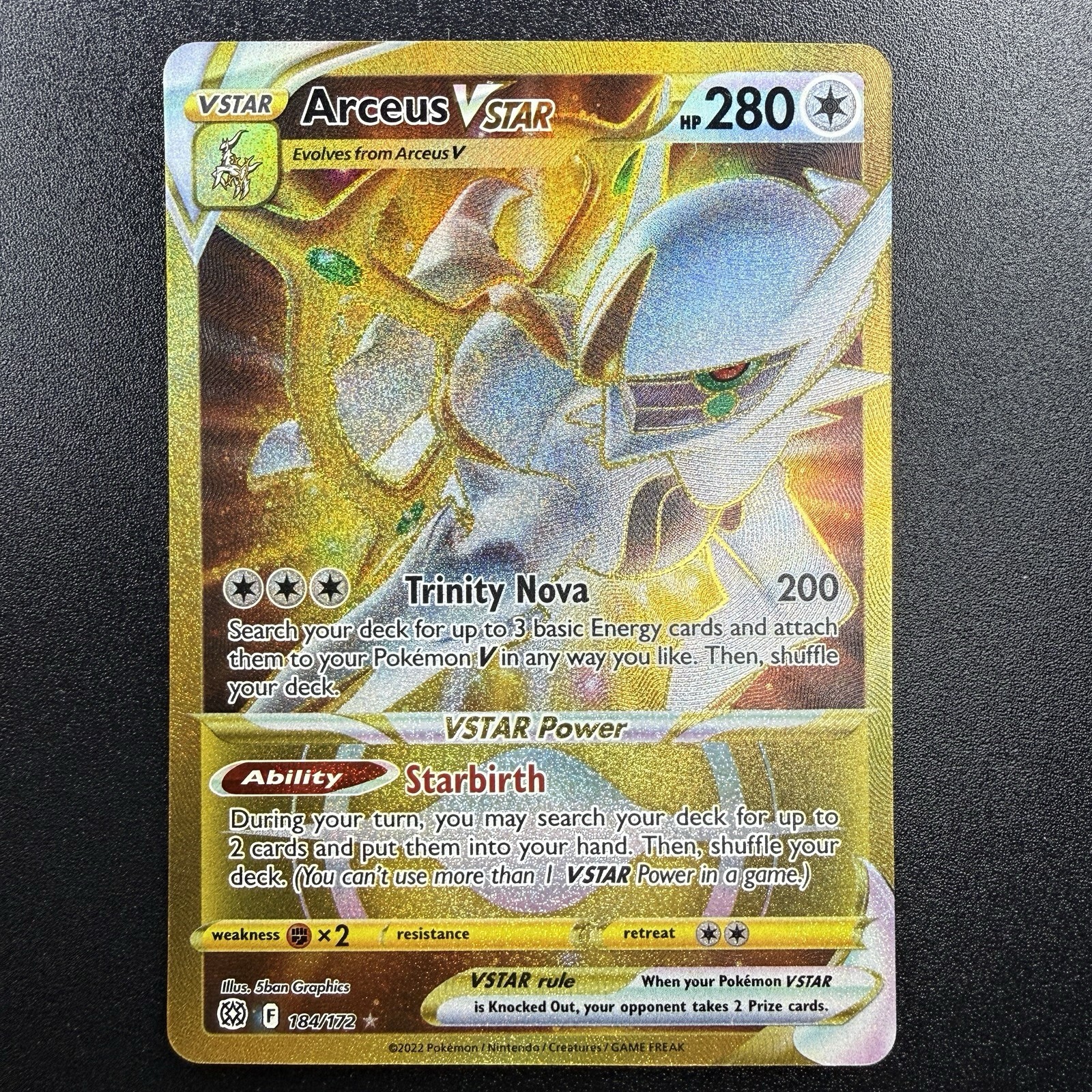 Arceus VSTAR 184/172 NM - SWSH Brilliant Stars - Secret Rare Gold - Pokemon TCG