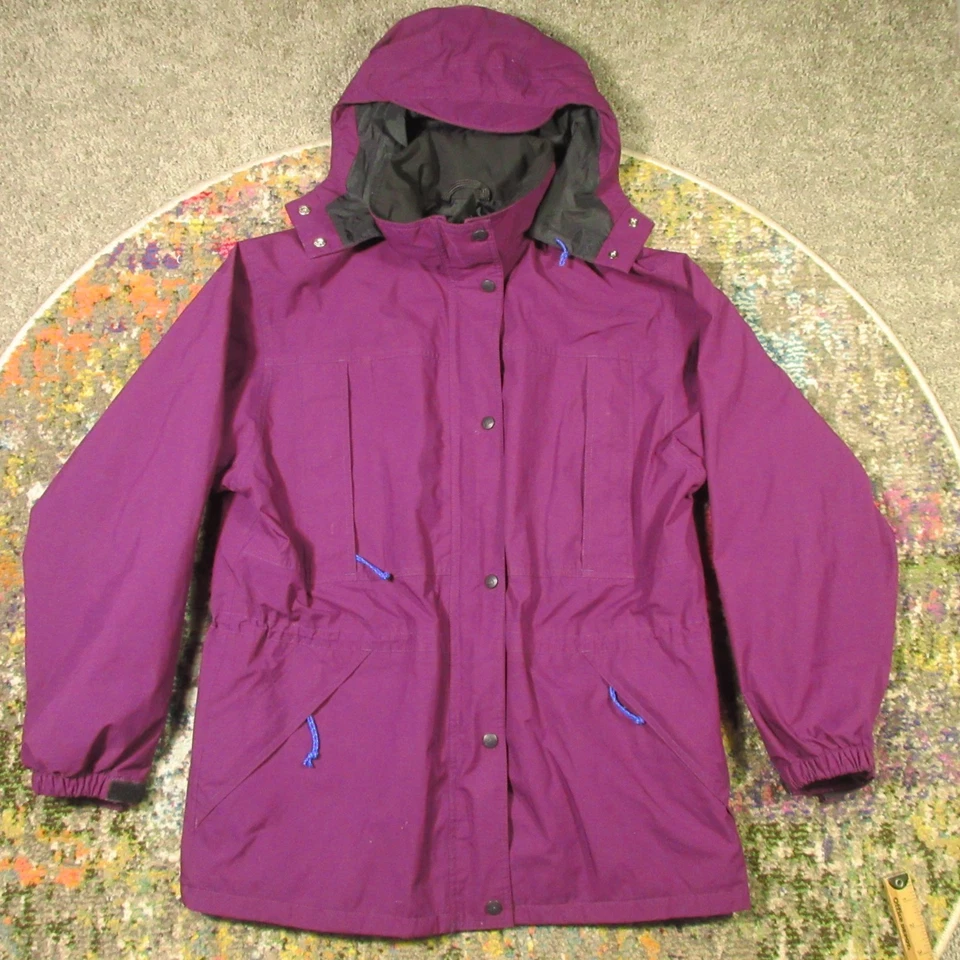 Chaqueta de Lluvia De Colección REI Gore Tex Mujer 12 XL Púrpura Forrada Costura Sellada Capucha Oculta EE. UU. Foto 2 de 4