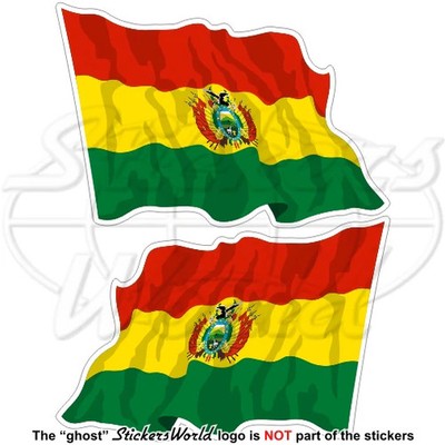 BOLIVIA Bolivian State Waving Flag 75mm (3'') Vinyl Bumper Stickers Decals x2