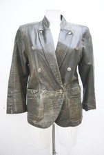 80er Vintage kurze Lederjacke tailliert Antik-Look Trachtenjacke Blazer Gr.36