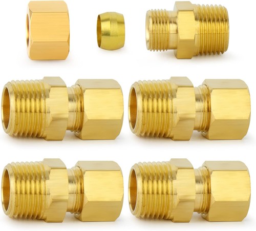 Brass Compression Tube Fitting 1/2" OD x 1/2" NPT Male Compression Union Conn...