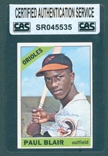 1966 Topps #48 Paul Blair HAND SIGNED AUTO CAS CERT Orioles 