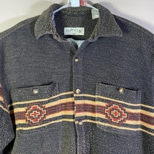Orvis Southwest Aztec Button Outdoor Camp Shirt Large Blanket Shacket