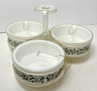 Gemco Green Spring Daisy Lazy Susan Condiment Server Caddy Rare & HTF No Spoons