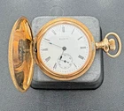 Antique Ladies Elgin 14kt RGP 36mm Pocket Watch, Engraved Hunter Case, Running