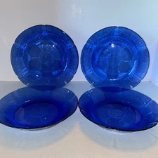Forte Crisa Fcg2 Mexico sunflower cobalt blue 8-1/2" glass Coupe Soup Bowls Lot