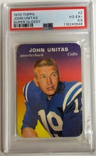 1970 Topps Super Glossy #2 PSA 4,5 en muy buen estado-excelente + John Unitas Baltimore Colts Salón de la fama