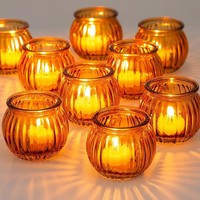 Teelichthalter TeelichtgläSer KüRbis Glas 12Er Set Bernstein Herbst Deko