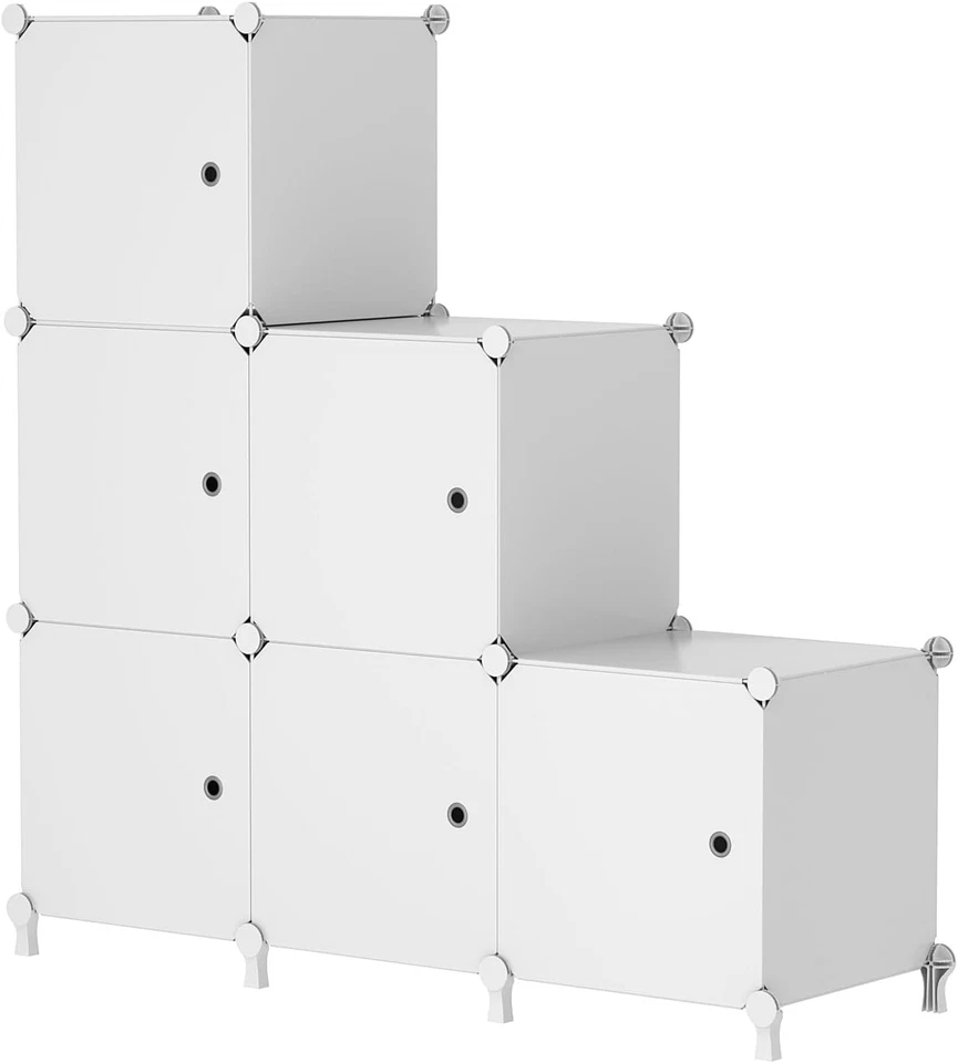 AWTATOS Steckregal 6 Würfel mit Türen Modulregal Aufbewahrungssystem Modular - Bild 1 von 4