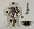 Vintage 1995 Metallic White Power Rangers Action Figure With Accessories 6”