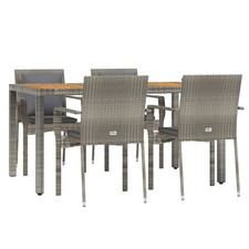 Patio Dining Set 5 Piece Conversation Set with Cushions Gray Poly Rattan vidaXL