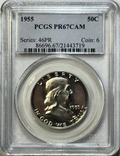 1955 Franklin Proof 50C – PCGS PR67 Cameo – Frost on Glass!