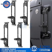 4-pack Star Door Hinge Foldable Step Pedal Foot Peg For Jeep Wrangler Jk 2007-18