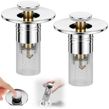2Pc Sink Stopper Hair Catcher Bathroom Pop Up Sink Drain Strainer Filter Plug US