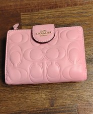 Coach Medium Corner Zip Wallet In Signature Leather Pink
