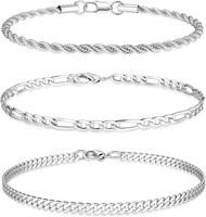 Edelstahl Armband Set Herren 3 StüCk Silber Gold Robust 19-23Cm Schmuck Geschenk