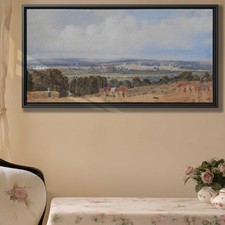 Vintage Watercolor Landscape Canvas Art Rural Countryside Wall Decor Print