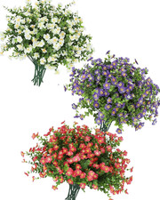 Artificial Flowers for Outdoors, Faux Flowers for Planters, Fake Plants with Flo