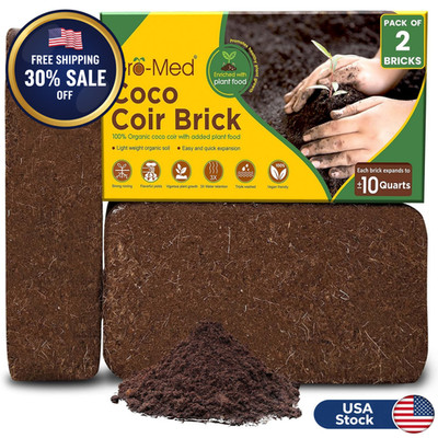 Coco Coir Brick 1.4 Lb   Expands to 20 Quarts   Organic Potting Soil- USA STOCK!