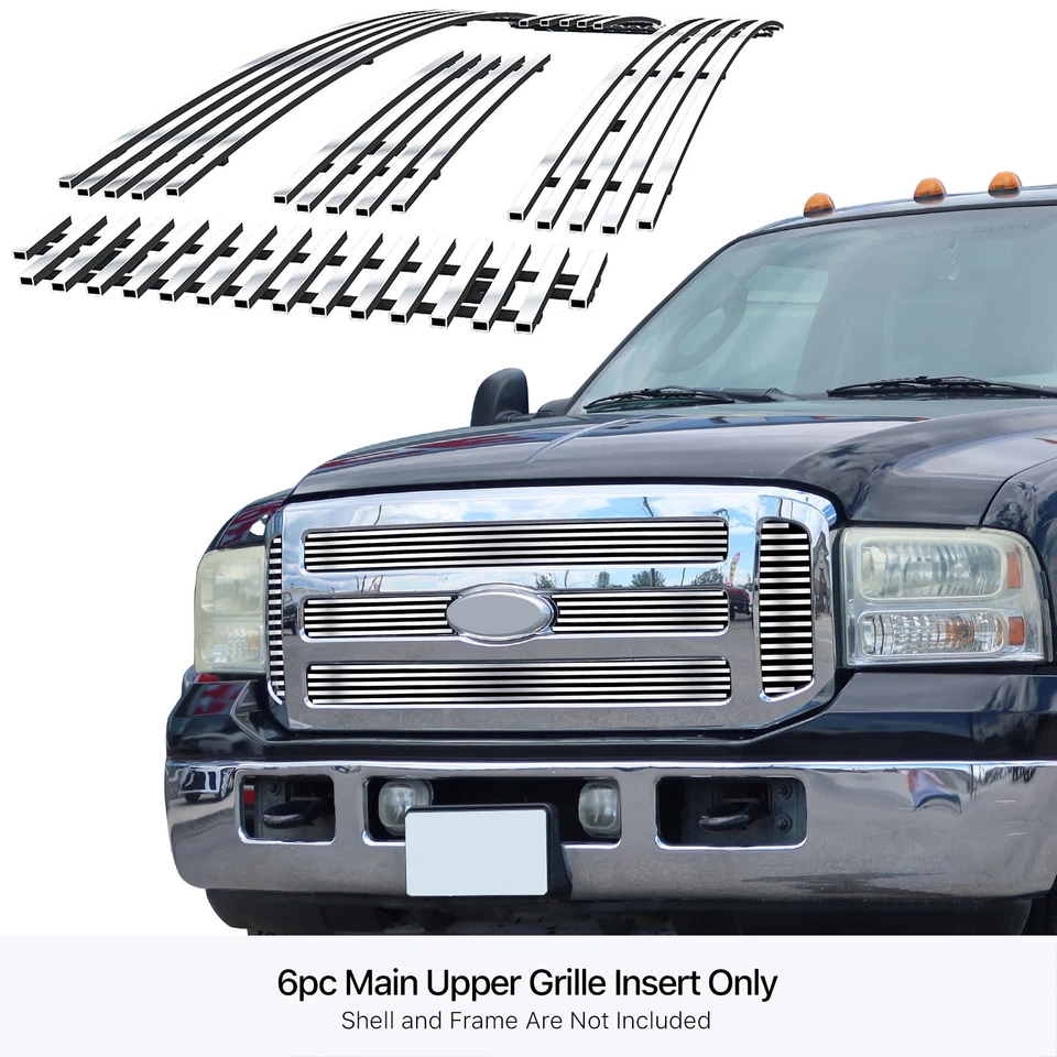 Se adapta a 05-07 Ford F250/F350 Super Duty/Excursion rejilla de billet de acero inoxidable Foto 3 de 4