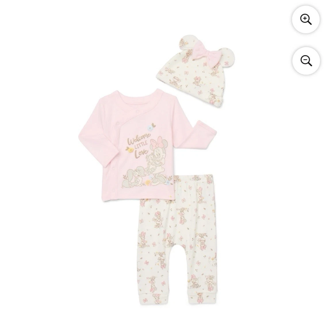 Disney Baby Girls “Minnie Mouse” 3-6 Months Long-Sleeve Top, Pants & Bib, New!